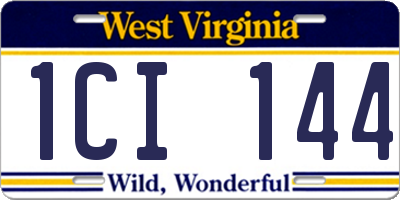 WV license plate 1CI144