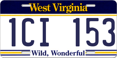 WV license plate 1CI153