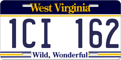 WV license plate 1CI162