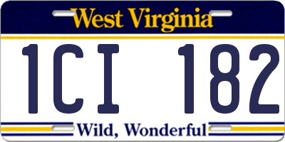 WV license plate 1CI182