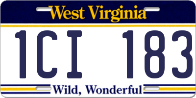 WV license plate 1CI183