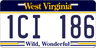 WV license plate 1CI186
