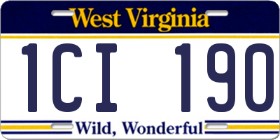 WV license plate 1CI190