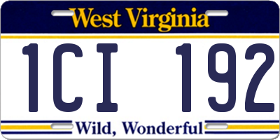 WV license plate 1CI192