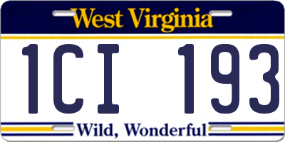 WV license plate 1CI193