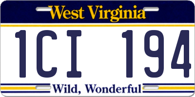 WV license plate 1CI194