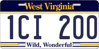 WV license plate 1CI200
