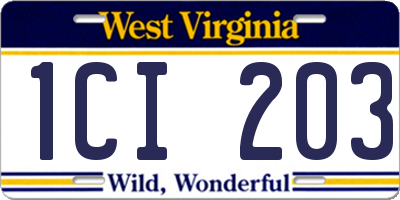 WV license plate 1CI203