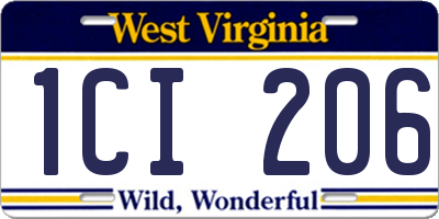 WV license plate 1CI206