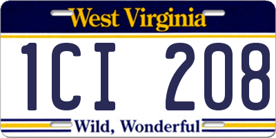 WV license plate 1CI208