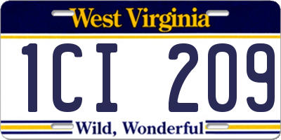 WV license plate 1CI209