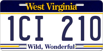 WV license plate 1CI210