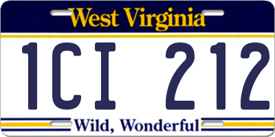 WV license plate 1CI212