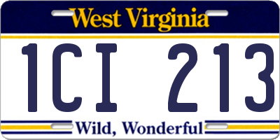 WV license plate 1CI213