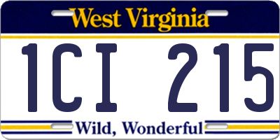 WV license plate 1CI215