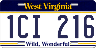 WV license plate 1CI216