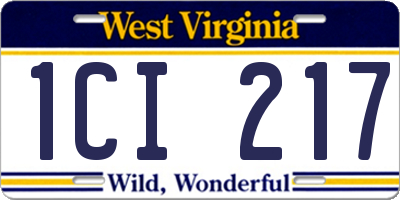 WV license plate 1CI217