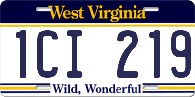 WV license plate 1CI219