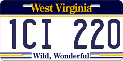 WV license plate 1CI220