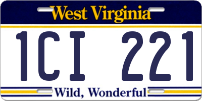 WV license plate 1CI221