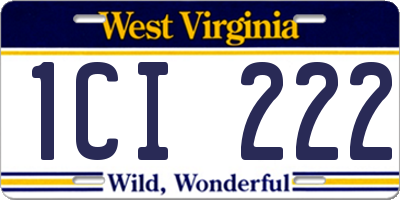 WV license plate 1CI222