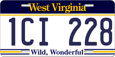 WV license plate 1CI228