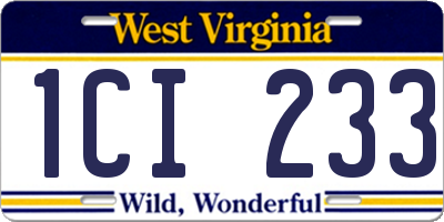 WV license plate 1CI233