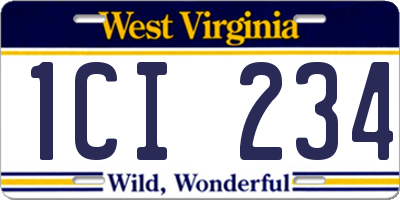 WV license plate 1CI234