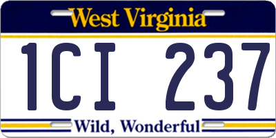 WV license plate 1CI237