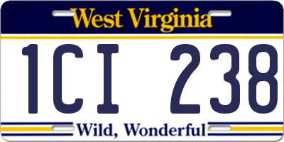 WV license plate 1CI238