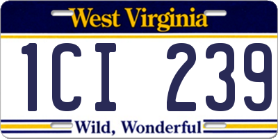 WV license plate 1CI239