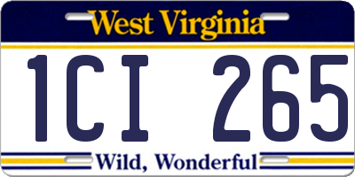 WV license plate 1CI265