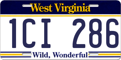 WV license plate 1CI286