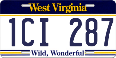 WV license plate 1CI287