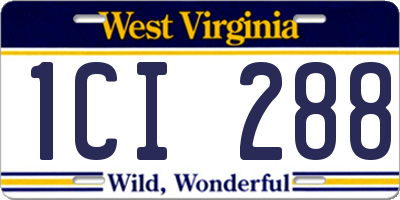 WV license plate 1CI288