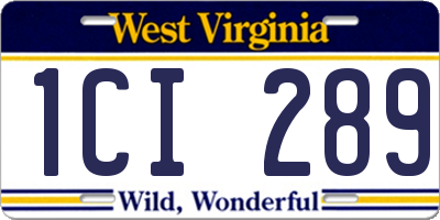 WV license plate 1CI289