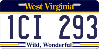 WV license plate 1CI293