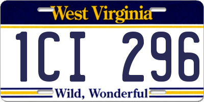 WV license plate 1CI296