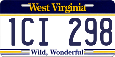WV license plate 1CI298