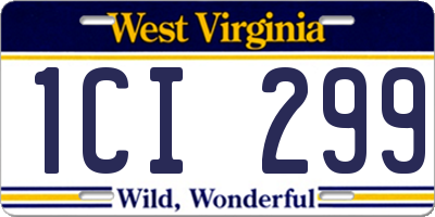 WV license plate 1CI299