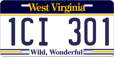 WV license plate 1CI301