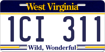 WV license plate 1CI311