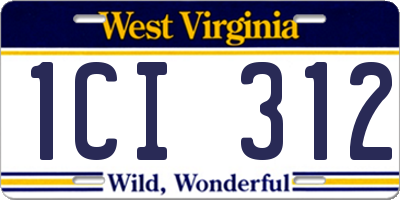 WV license plate 1CI312