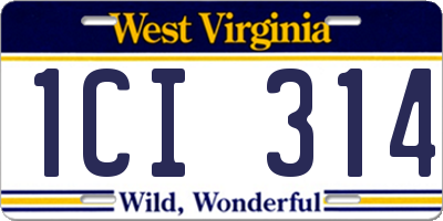 WV license plate 1CI314