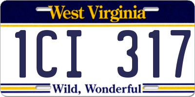 WV license plate 1CI317