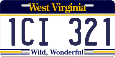 WV license plate 1CI321