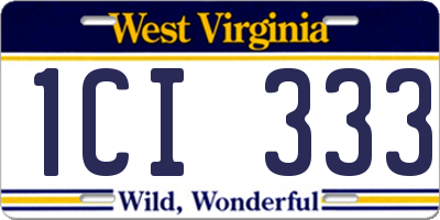 WV license plate 1CI333
