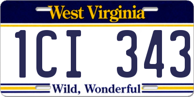 WV license plate 1CI343