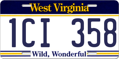 WV license plate 1CI358