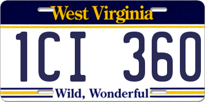 WV license plate 1CI360